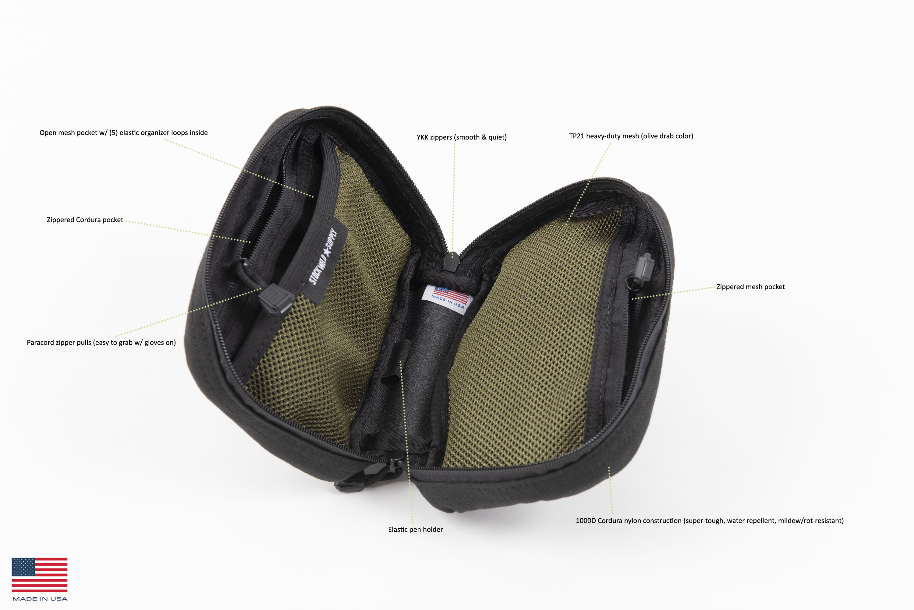 Tactical MOLLE Pouch - Made in USA - Dopp Kit, IFAK - Stockweld Supply